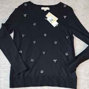 Michael Kors Black Sweater with Crystal Accents